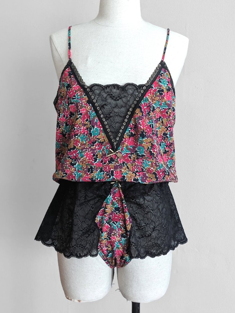 nwt 90s vtg Floral & Lace Camisole and Panties Matching Lingerie Set sz M